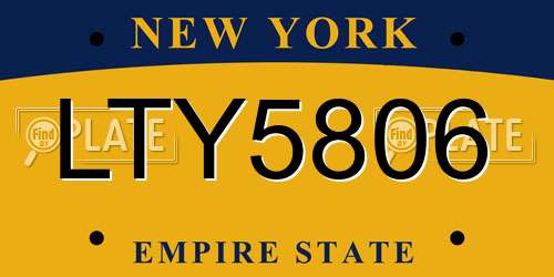 LTY5806 New York License Plate