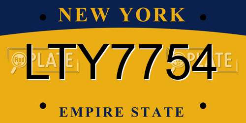LTY7754 New York License Plate