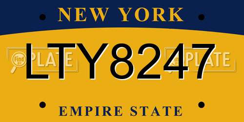 LTY8247 New York License Plate