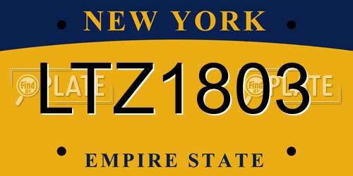 LTZ1803 New York License Plate