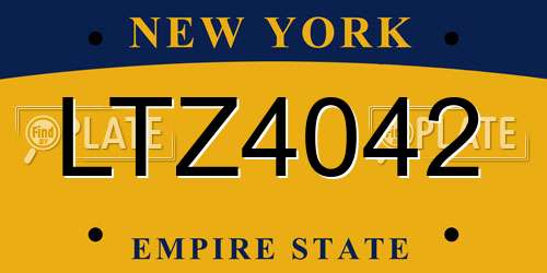 LTZ4042 New York License Plate