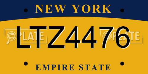 LTZ4476 New York License Plate