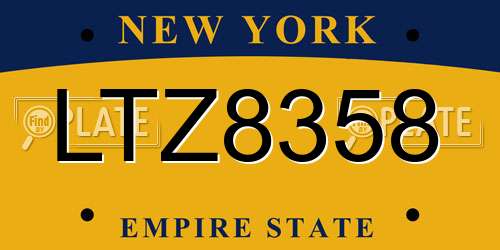 LTZ8358 New York License Plate