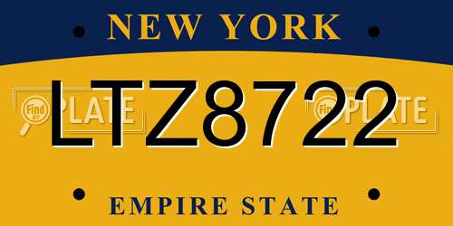 LTZ8722 New York License Plate