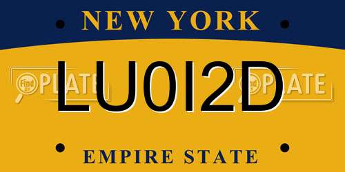 LU0I2D New York License Plate
