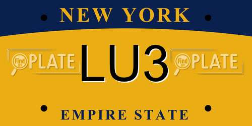 LU3 New York License Plate