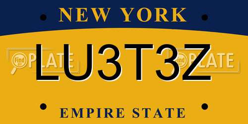 LU3T3Z New York License Plate