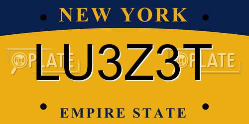 LU3Z3T New York License Plate