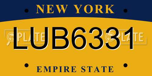 LUB6331 New York License Plate
