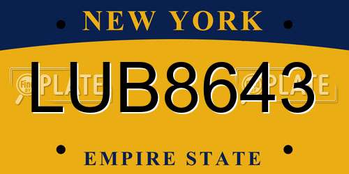 LUB8643 New York License Plate