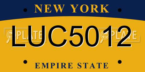 LUC5012 New York License Plate