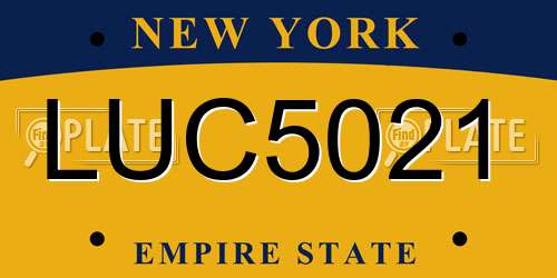 LUC5021 New York License Plate