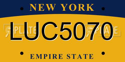 LUC5070 New York License Plate