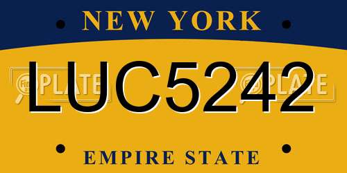 LUC5242 New York License Plate