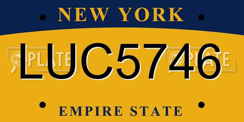 LUC5746 New York License Plate