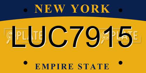 LUC7915 New York License Plate