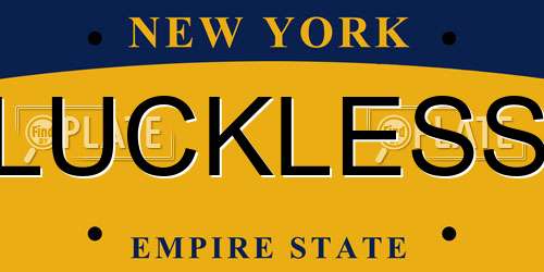 LUCKLESS New York License Plate