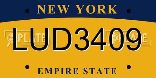 LUD3409 New York License Plate