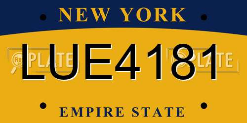 LUE4181 New York License Plate