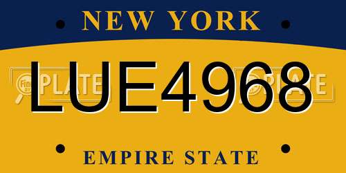 LUE4968 New York License Plate