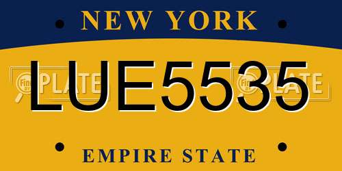 LUE5535 New York License Plate