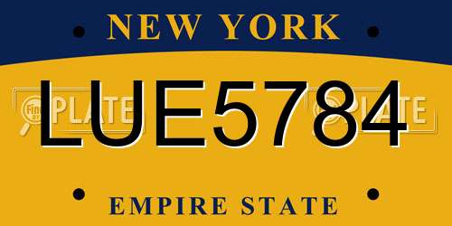 LUE5784 New York License Plate