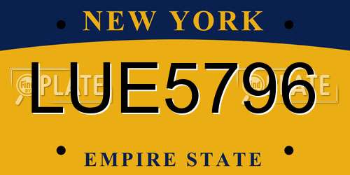 LUE5796 New York License Plate