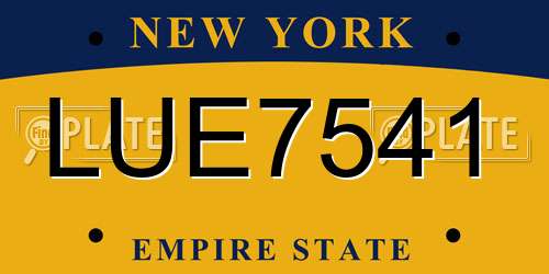 LUE7541 New York License Plate