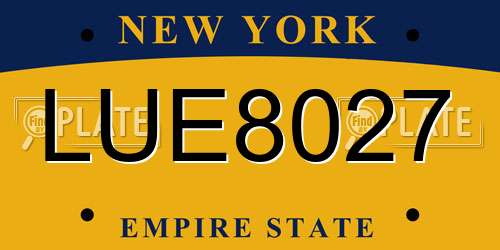 LUE8027 New York License Plate