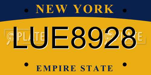 LUE8928 New York License Plate
