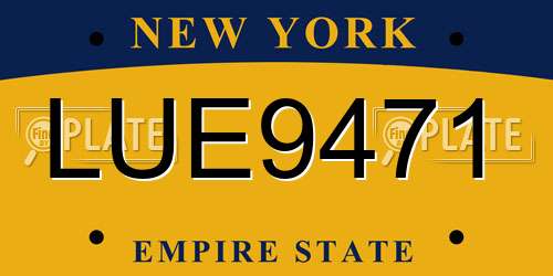 LUE9471 New York License Plate
