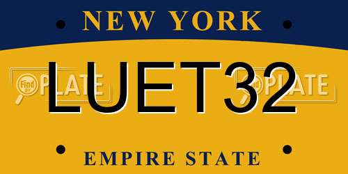 LUET32 New York License Plate