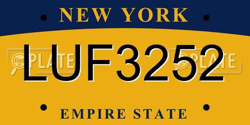 LUF3252 New York License Plate