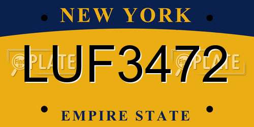 LUF3472 New York License Plate