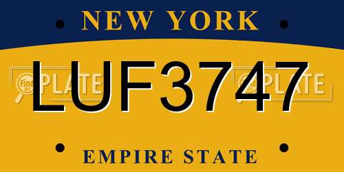 LUF3747 New York License Plate
