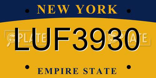 LUF3930 New York License Plate