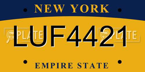 LUF4421 New York License Plate