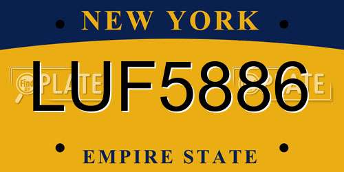 LUF5886 New York License Plate