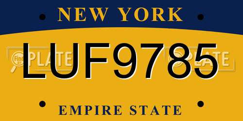 LUF9785 New York License Plate