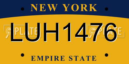 LUH1476 New York License Plate