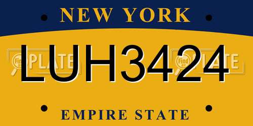 LUH3424 New York License Plate