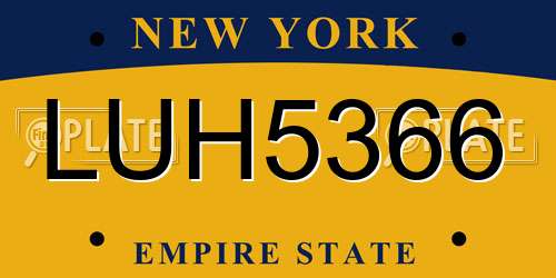 LUH5366 New York License Plate