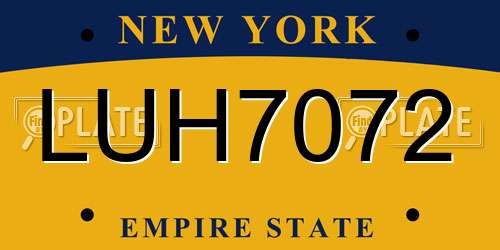 LUH7072 New York License Plate