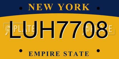LUH7708 New York License Plate