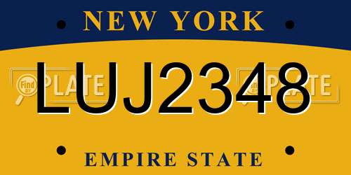 LUJ2348 New York License Plate