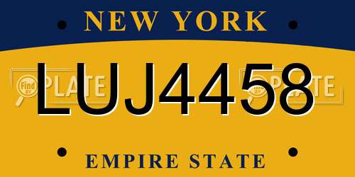 LUJ4458 New York License Plate