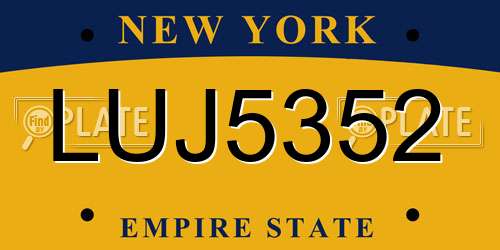 LUJ5352 New York License Plate
