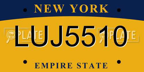 LUJ5510 New York License Plate