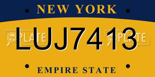 LUJ7413 New York License Plate