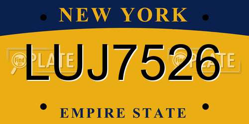 LUJ7526 New York License Plate